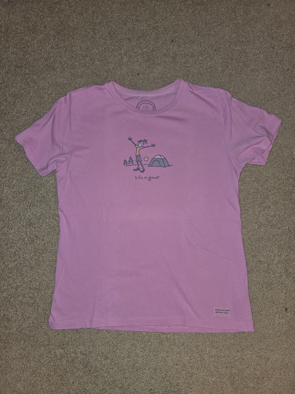 Life is Good Women's Pink Graphic Tee - Camping
